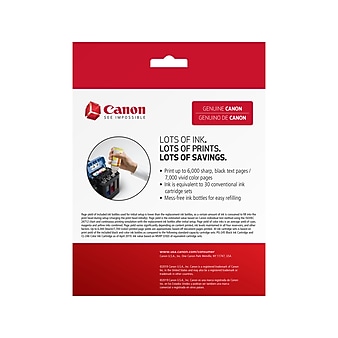 Canon GI-290 Cyan/Magenta/Yellow Standard Yield Ink Cartridge, 3/Pack (1596C005)