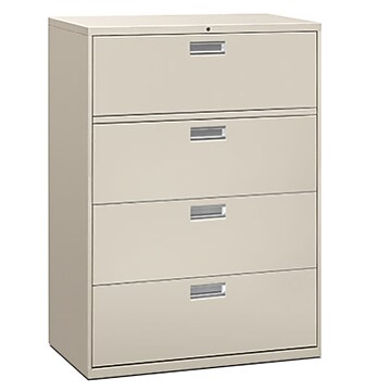 HON Brigade 600 Series 4-Drawer Lateral File Cabinet, Locking, Letter/Legal, Gray, 44"W (HON694LQ)