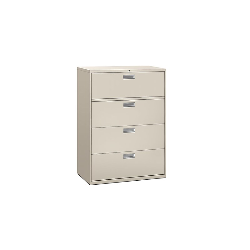 HON Brigade 600 Series 4-Drawer Lateral File Cabinet, Locking, Letter/Legal, Gray, 42"W (HON694LQ) image 1