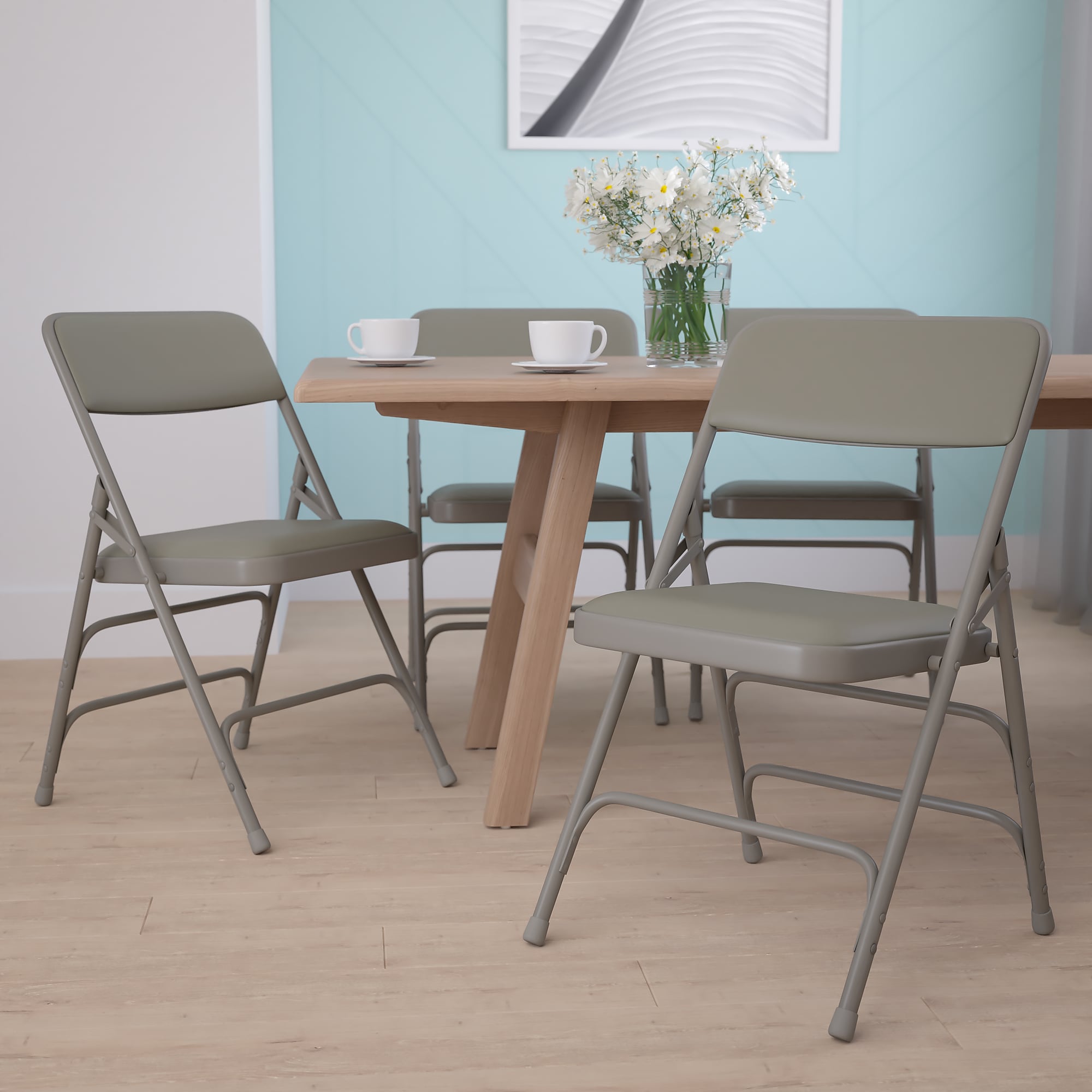 Flash Furniture HERCULES Vinyl Armless Folding Chair, Gray, 4/Pack Sansujyuku sansujyuku.com