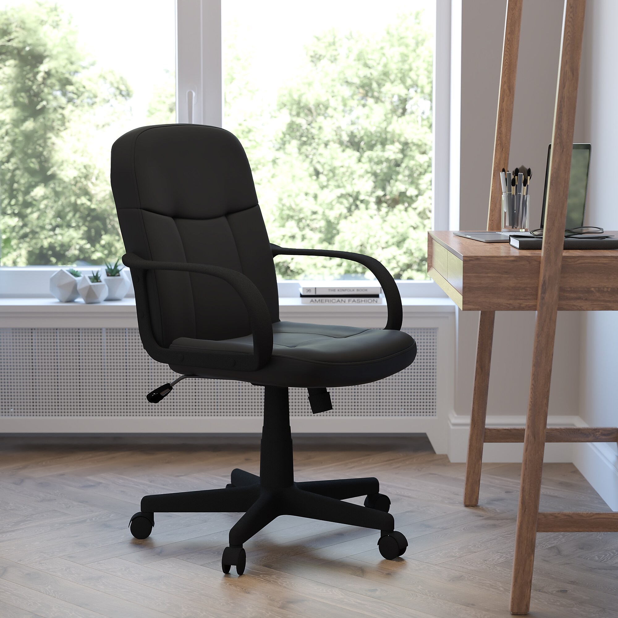 Flash Furniture Paulson Vinyl Swivel Mid-Back Executive Office Chair, Black (H8020) Sansujyuku sansujyuku.com
