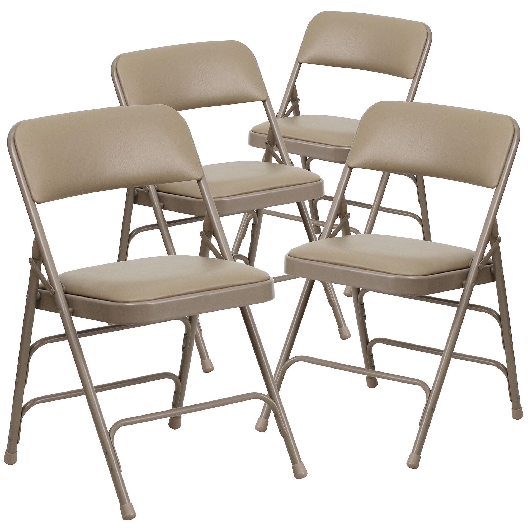 Flash Furniture HERCULES Curved Triple Braced Vinyl Armless Folding Chair, Beige, 4/Pack (4HF3MC309AVBGE) Sansujyuku sansujyuku.com