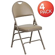 Flash Furniture HERCULES™ Triple Braced Vinyl Armless Folding Chair, Beige, 4/Pack
