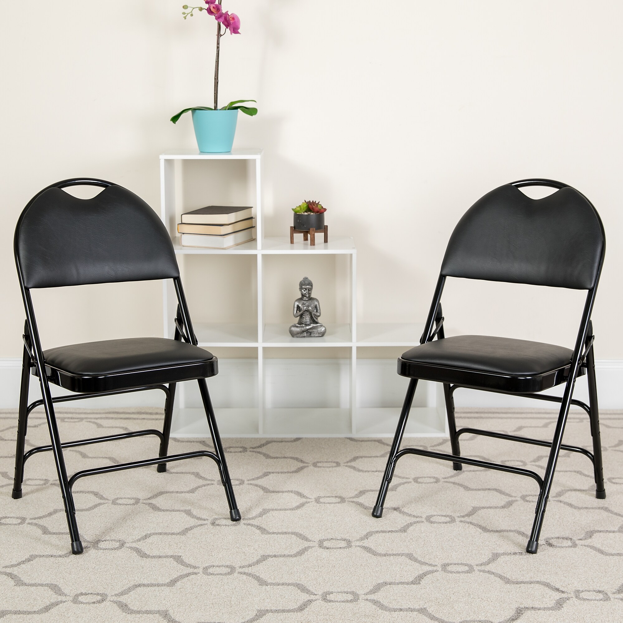 Flash Furniture Hercules Vinyl Nesting & Folding Chair, Black, 4/Pack (4HAMC705AV3BK) Sansujyuku sansujyuku.com