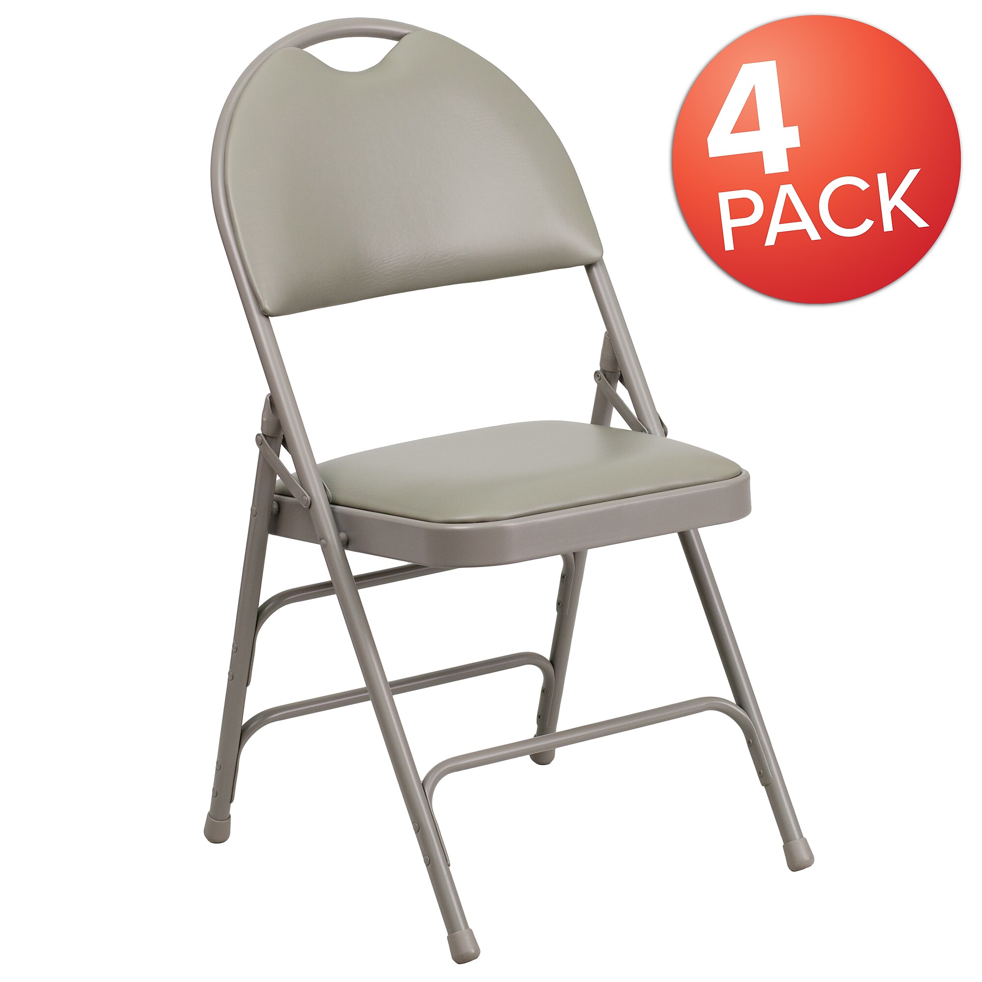 Flash Furniture HERCULES Series Vinyl/Metal Folding Chair, Gray, 4/Pack (4HAMC705AV3GY) Sansujyuku sansujyuku.com