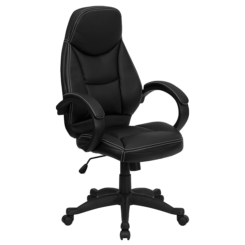 Flash Furniture Leonard Ergonomic LeatherSoft Swivel High Back Executive Office Chair, Black (HHLC0005HI1B) image 1