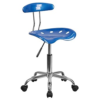 Flash Furniture Elliott Armless Plastic Swivel Task Office Chair with Tractor Seat, Vibrant Bright Blue (LF214BRIBLU)