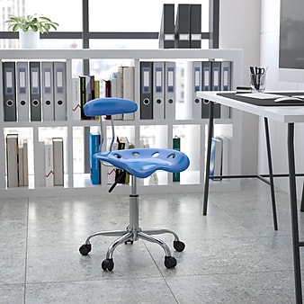 Flash Furniture Elliott Armless Plastic Swivel Task Office Chair with Tractor Seat, Vibrant Bright Blue (LF214BRIBLU)