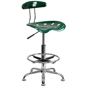 Flash Furniture Low Back Polymer Drafting Stool With Tractor Seat, Vibrant Green (LF215GN)