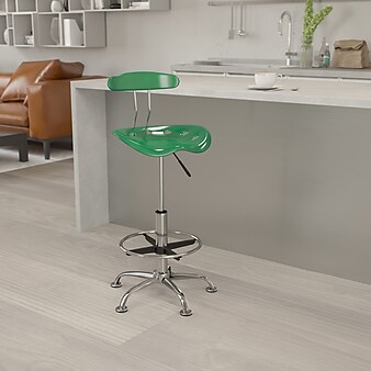 Flash Furniture Low Back Polymer Drafting Stool With Tractor Seat, Vibrant Green (LF215GN)