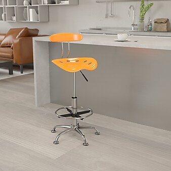 Flash Furniture Low Back Polymer Drafting Stool With Tractor Seat, Vibrant Orange