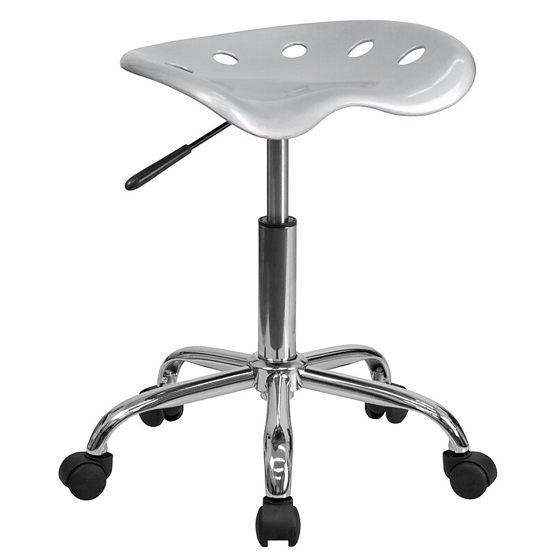 Flash Furniture Vibrant Tractor Seat Stool, Silver image 1