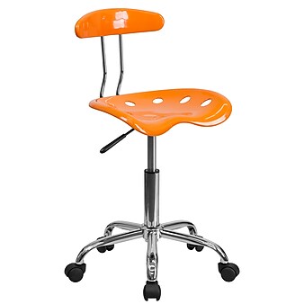 Flash Furniture Elliott Armless Plastic and Chrome Task Office Chair with Tractor Seat, Orange and Chrome (LF214ORANYELL)