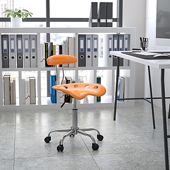 Flash Furniture Elliott Armless Plastic and Chrome Task Office Chair with Tractor Seat, Orange and Chrome (LF214ORANYELL)