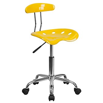 Flash Furniture Elliott Armless Plastic and Chrome Task Office Chair with Tractor Seat, Yellow/Orange and Chrome (LF214YELLOW)
