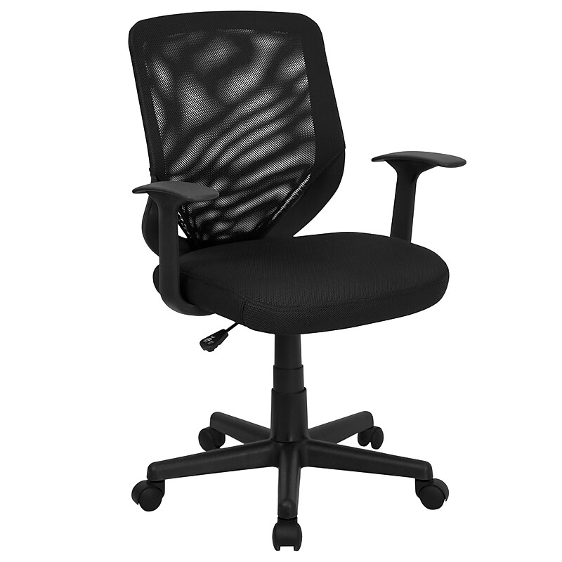 Flash Furniture Norris Ergonomic Mesh Swivel Mid-Back Tapered Back Task Office Chair, Black (LFW95ABK) image 1