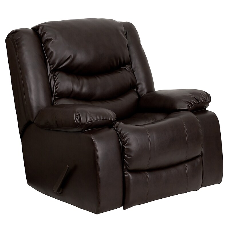 Flash Furniture Plush 42"H Leather Rocker Recliner, Brown image 1