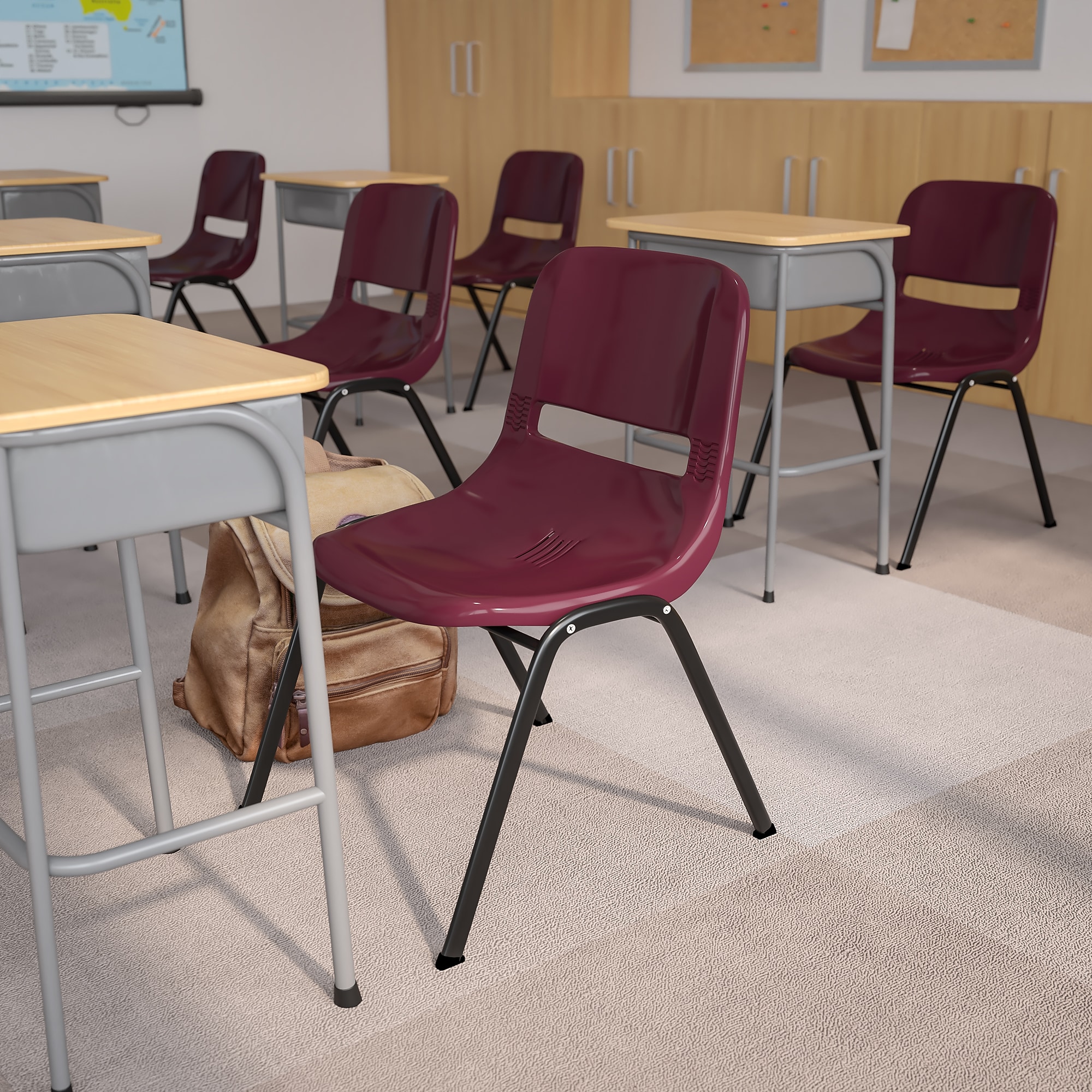 Flash Furniture HERCULES Plastic Student Stacking Chair, Burgundy/Black (RUTEO1BY) Sansujyuku sansujyuku.com