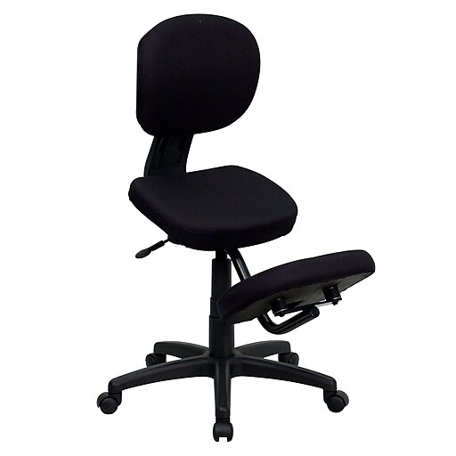 42 Black Ergonomic Kneeling Posture Task Office Chair with Back Seat by Christmas Central