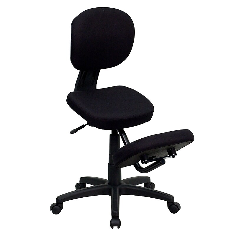 Flash Furniture Tatum Armless Ergonomic Fabric Mobile Kneeling Posture Task Office Chair, Black (WL1430) image 1