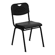 Flash Furniture HERCULES™ 880 lbs. Plastic Powder Coated Frame Stack Chair, Black (RUTGK01BK)