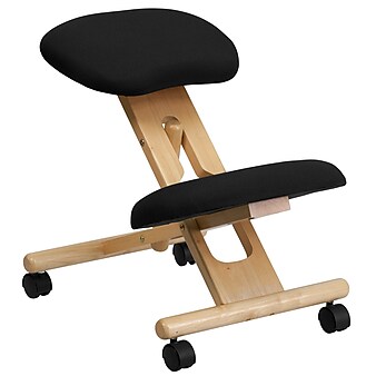 Flash Furniture Posey Armless Ergonomic Fabric/Wood Mobile Kneeling Office Chair, Black (WLSB210)