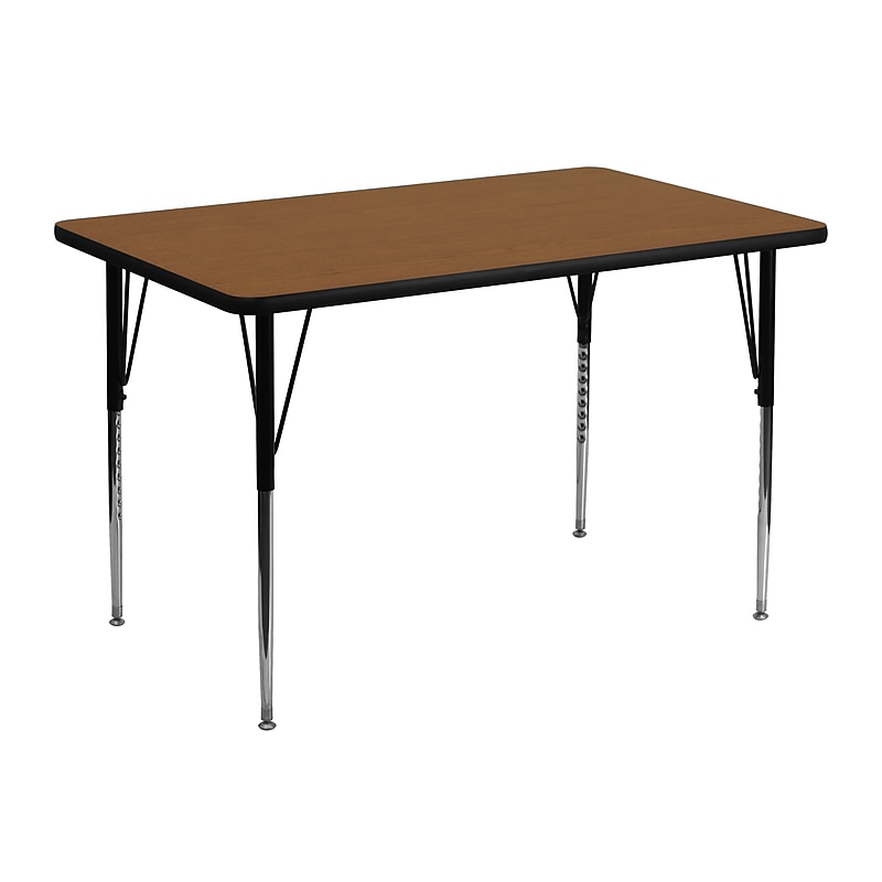 Flash Furniture Wren Rectangular Activity Table, 30'' x 48'', Height Adjustable, Oak (XUA3048RECOAKHA) image 1