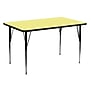 Flash Furniture Wren Rectangular Activity Table, 30" x 60", Height Adjustable, Yellow (XUA3060RECYELTA)~#|#~sp80658360_sc7