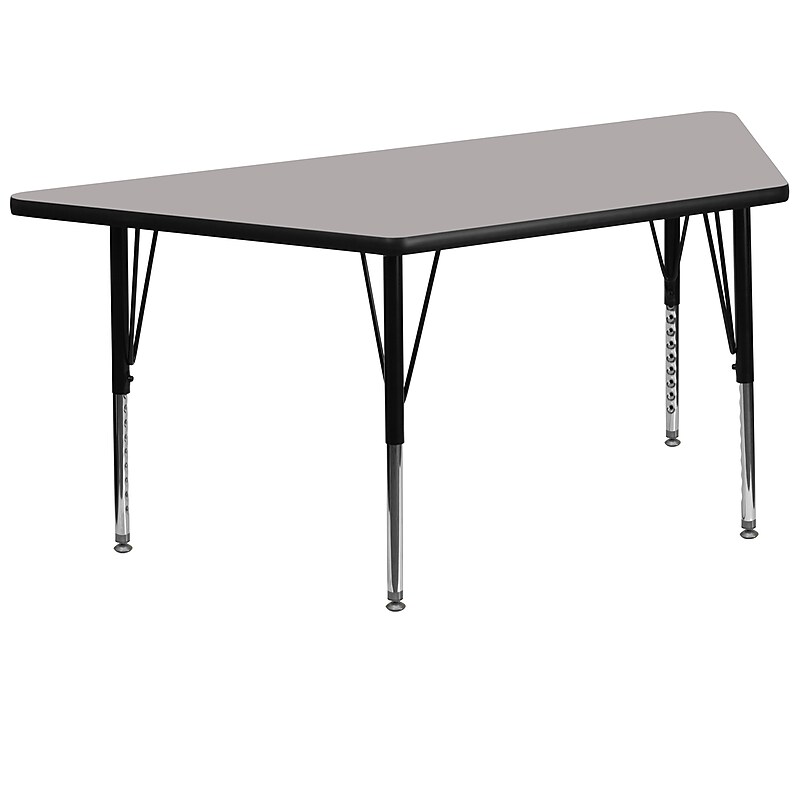 Flash Furniture Wren Trapezoid Activity Table, 29" x 57", Height Adjustable, Gray (XUA3060TRAPGYHP) image 1