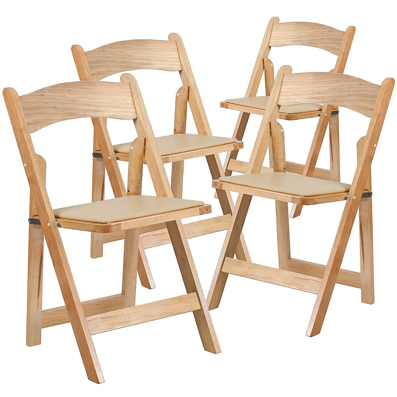 Flash Furniture HERCULES™ Wood Armless Folding Chair, Natural, 4/Pack (4XF2903NATURAL) image 1
