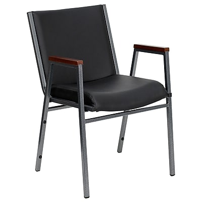 Flash Furniture HERCULES Series Vinyl Stack Chair with Arms, Black (XU60154BKVYL) Simolary simolary.com