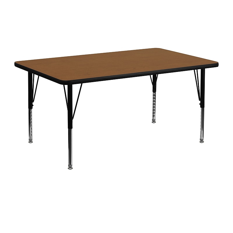 Flash Furniture Wren Rectangular Activity Table, 24" x 48", Height Adjustable, Oak (XUA2448RECOAKHP) image 1