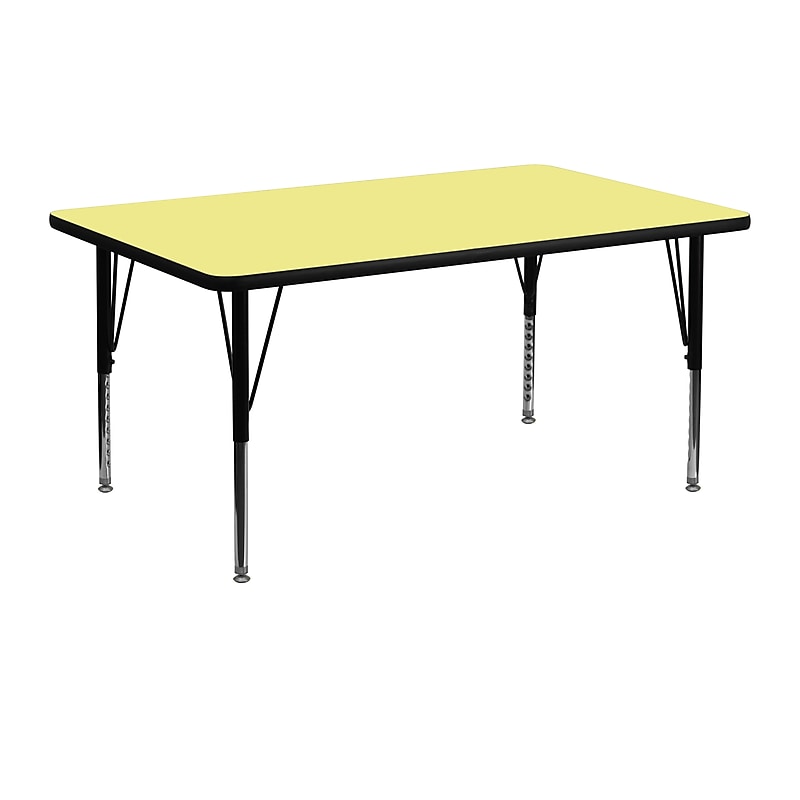 Flash Furniture Wren Rectangular Activity Table, 24" x 48", Height Adjustable, Yellow (XUA2448RECYELTP) image 1
