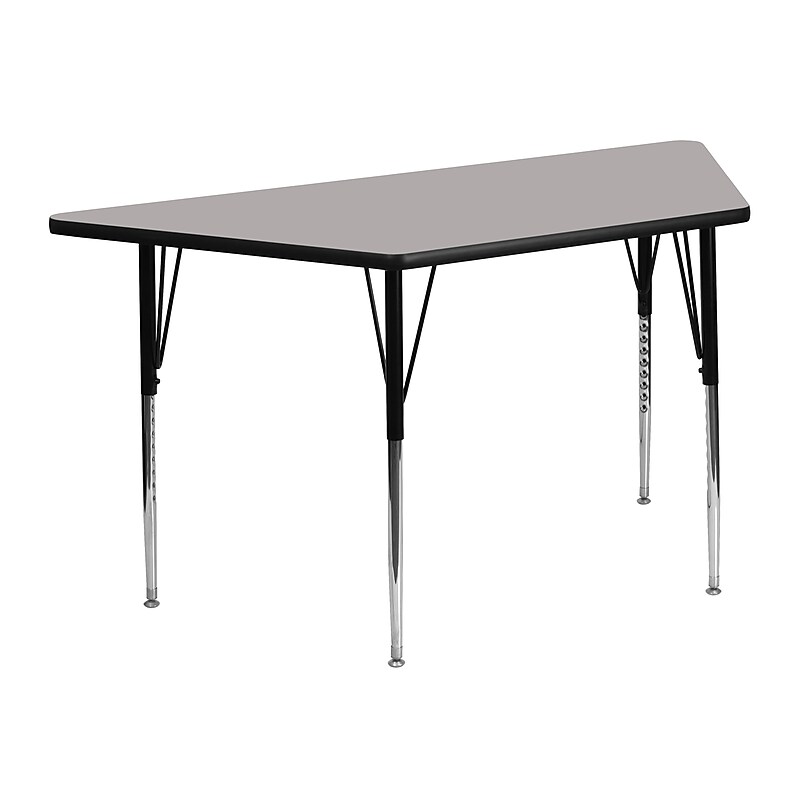 Flash Furniture Wren Trapezoid Activity Table, 22.5" x 45", Height Adjustable, Gray (XUA2448TRAPGYHA) image 1