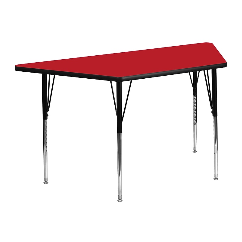 Flash Furniture Wren Trapezoid Activity Table, 22.5" x 45", Height Adjustable, Red (XUA2448TRPREDHA) image 1