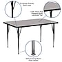 Flash Furniture Wren Rectangular Activity Table, 24'' x 60", Height Adjustable, Gray (XUA2460RECGYHA)~#|#~sp80658432_sc7