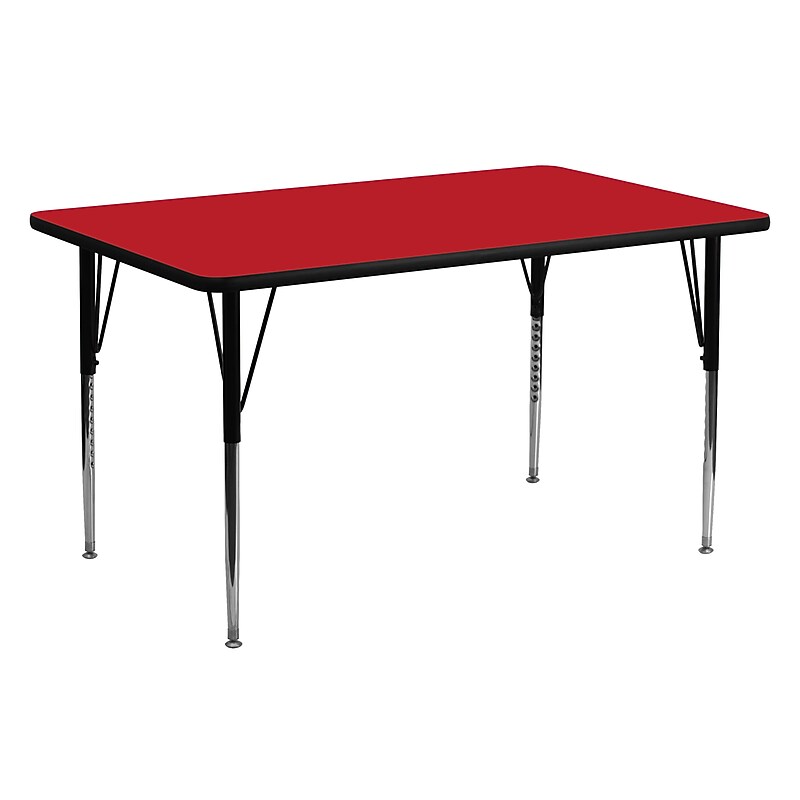 Flash Furniture Wren Rectangular Activity Table, 24'' x 60", Height Adjustable, Red (XUA2460RECREDHA) image 1