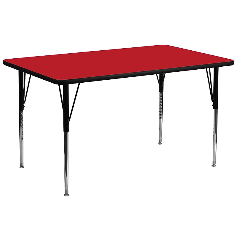Flash Furniture Wren Rectangular Activity Table, 30" x 72", Height Adjustable, Red (XUA3072RECREDHA) image 1