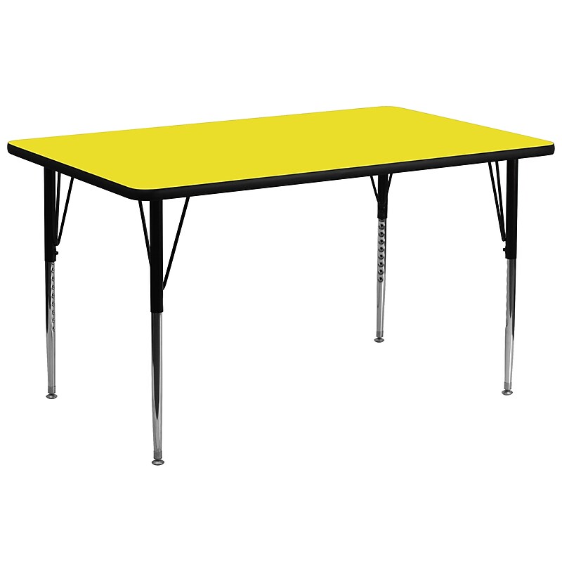 Flash Furniture Wren Rectangular Activity Table, 30" x 72", Height Adjustable, Yellow (XUA3072RECYELHA) image 1