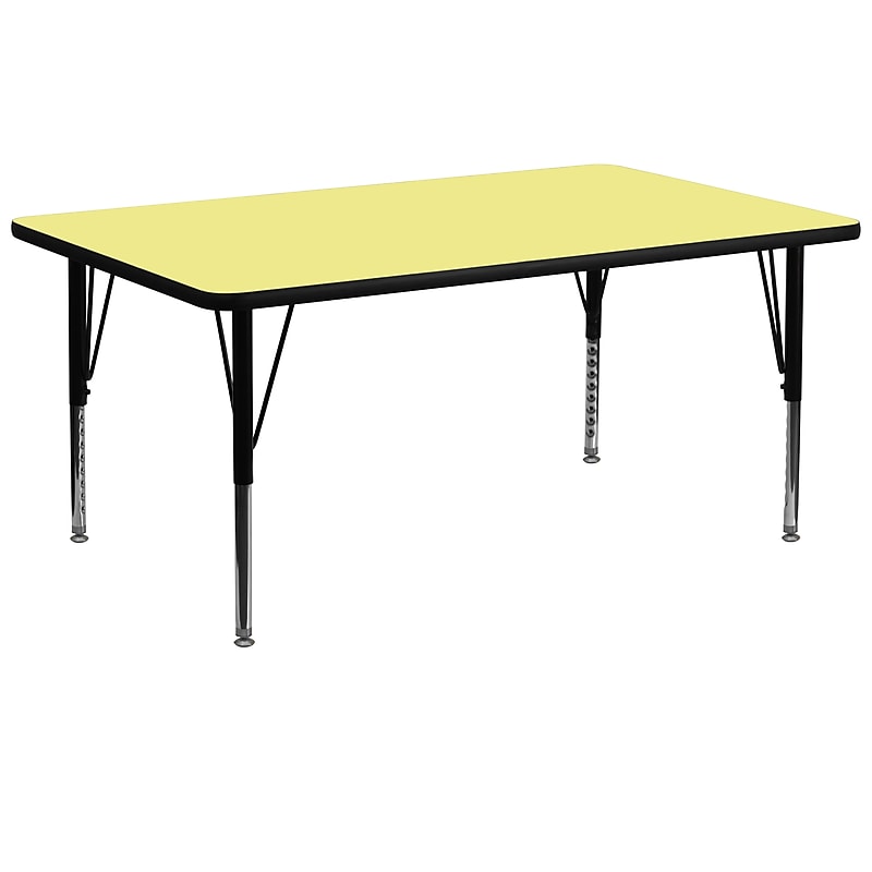 Flash Furniture Wren Rectangular Activity Table, 30" x 72", Height Adjustable, Yellow (XUA3072RECYELTP) image 1