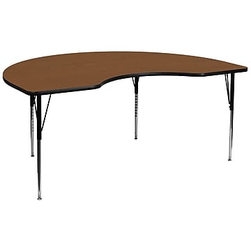 Flash Furniture Wren Kidney Activity Table, 48" x 96", Height Adjustable, Oak (XUA4896KIDOAKHA)