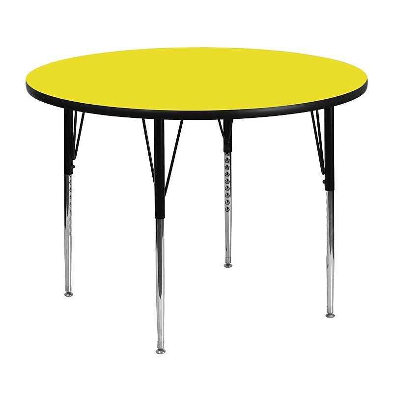 Flash Furniture Wren 48'' Round Activity Table, Height Adjustable, Yellow (XUA48RNDYELHA) image 1