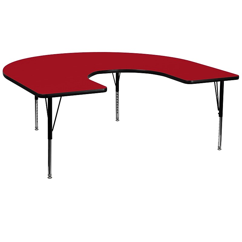 Flash Furniture Wren Horseshoe Activity Table, 60" x 66", Height Adjustable, Red (XUA6066HRSREDTP) image 1