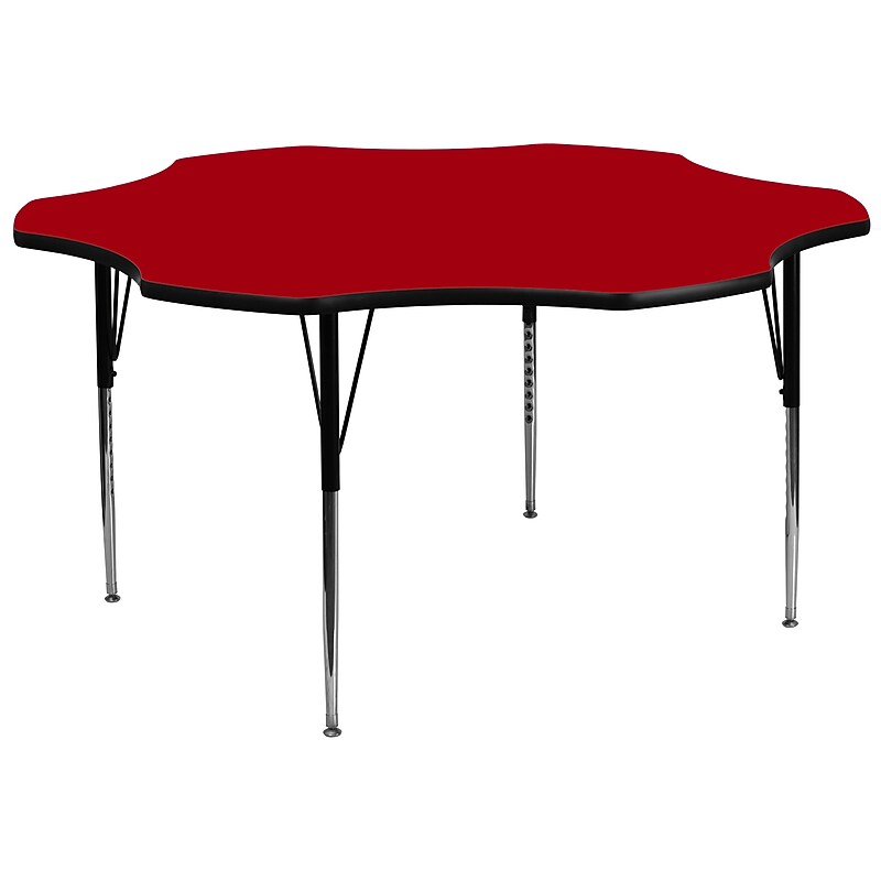 Flash Furniture Wren 60'' Flower Activity Table, Height Adjustable, Red (XUA60FLRREDTA) image 1