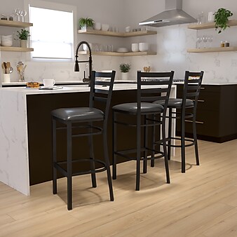 Flash Furniture Metal Back Vinyl Restaurant Barstool, Black (XUDG697BBARBKV)