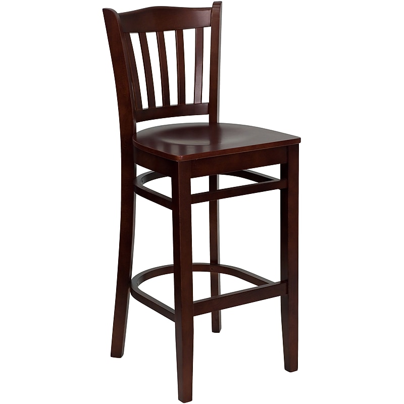 Flash Furniture HERCULES Series Traditional Wood Vertical Slat Back Restaurant Barstool, Mahogany Wood (XUW08BARMAH) image 1