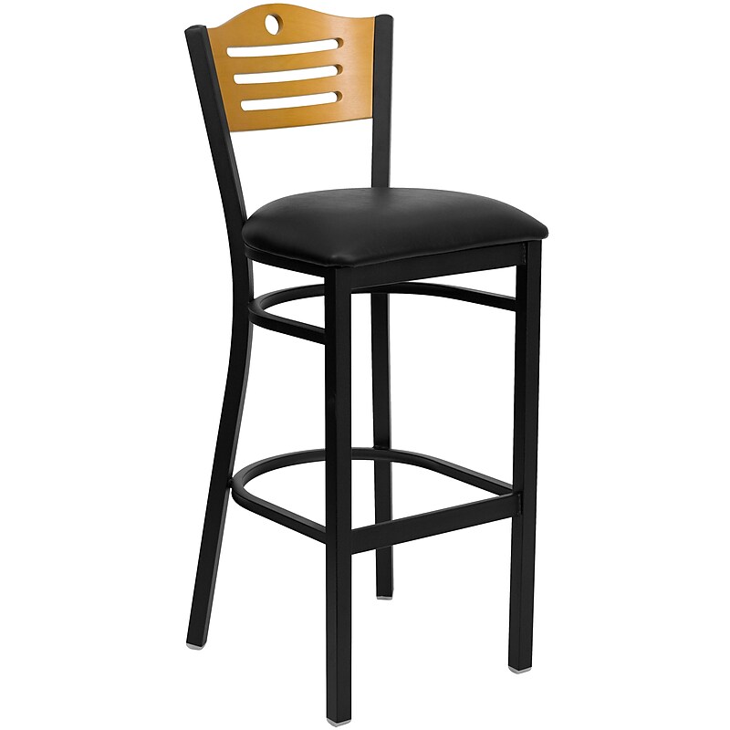 Flash Furniture Wood Back Vinyl Restaurant Barstool, Black (XU6H3BSLTBARBKV) image 1