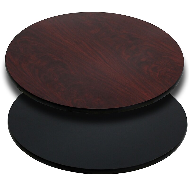 Flash Furniture 36" Laminate Round Table Top, Black/Mahogany (XURD36MBT) image 1