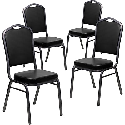 Flash Furniture HERCULES Series Vinyl Banquet Stacking Chair, Black/Silver Vein Frame, 4 Pack (4FDC01SVBKVY) Simolary simolary.com 6
