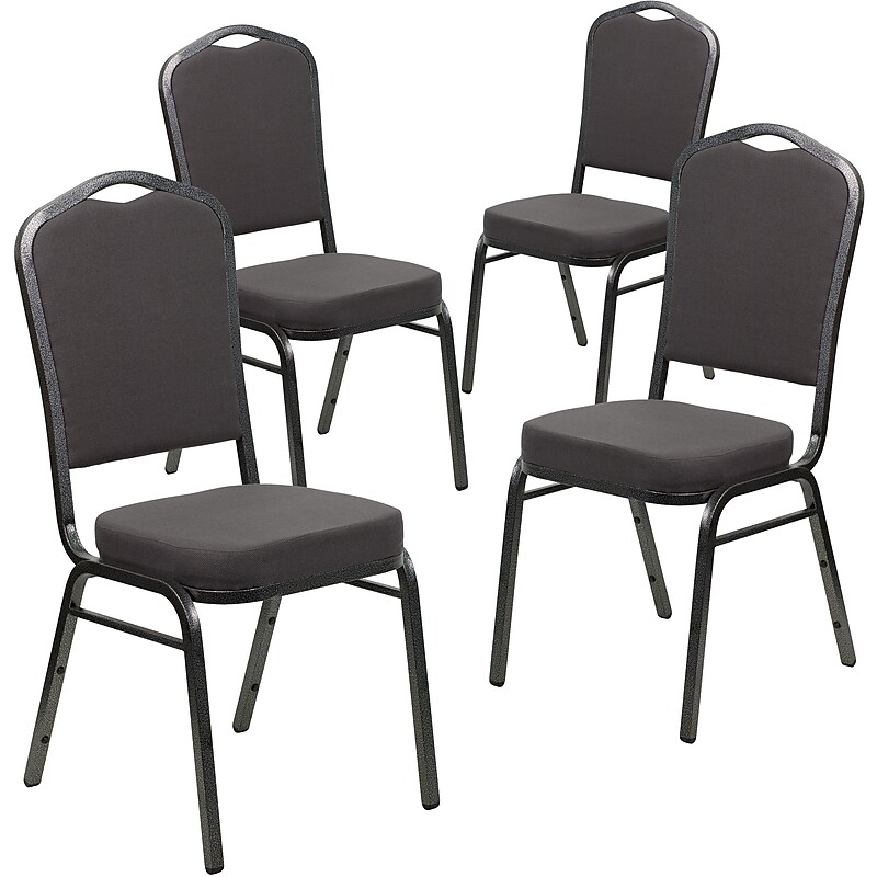 Flash Furniture HERCULES Series Fabric Banquet Stacking Chair, Gray/Silver Vein Frame, 4 Pack (4FDC01SVGY) image 1